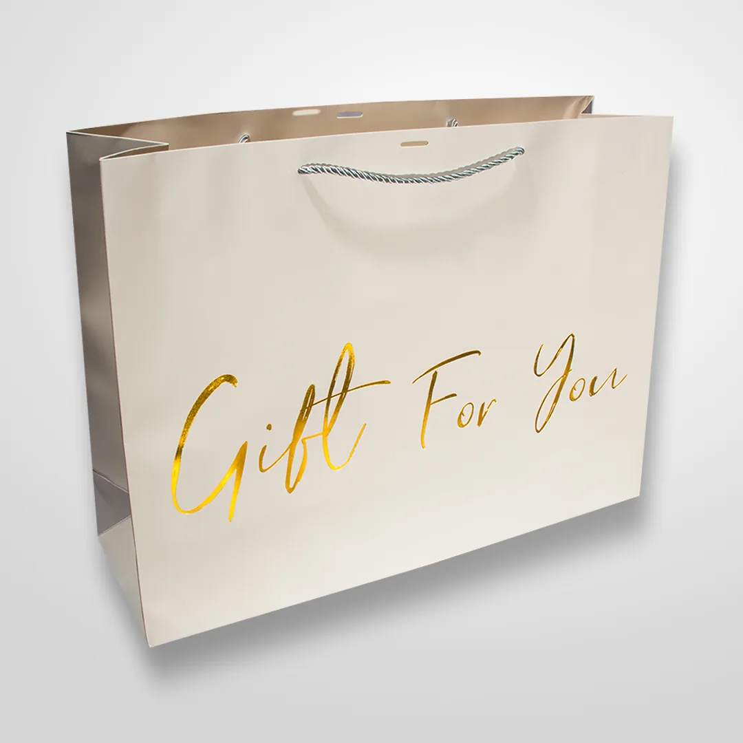Bolsa Cinta Mensaje Unicolor Importada Grande Gift For You Blanco