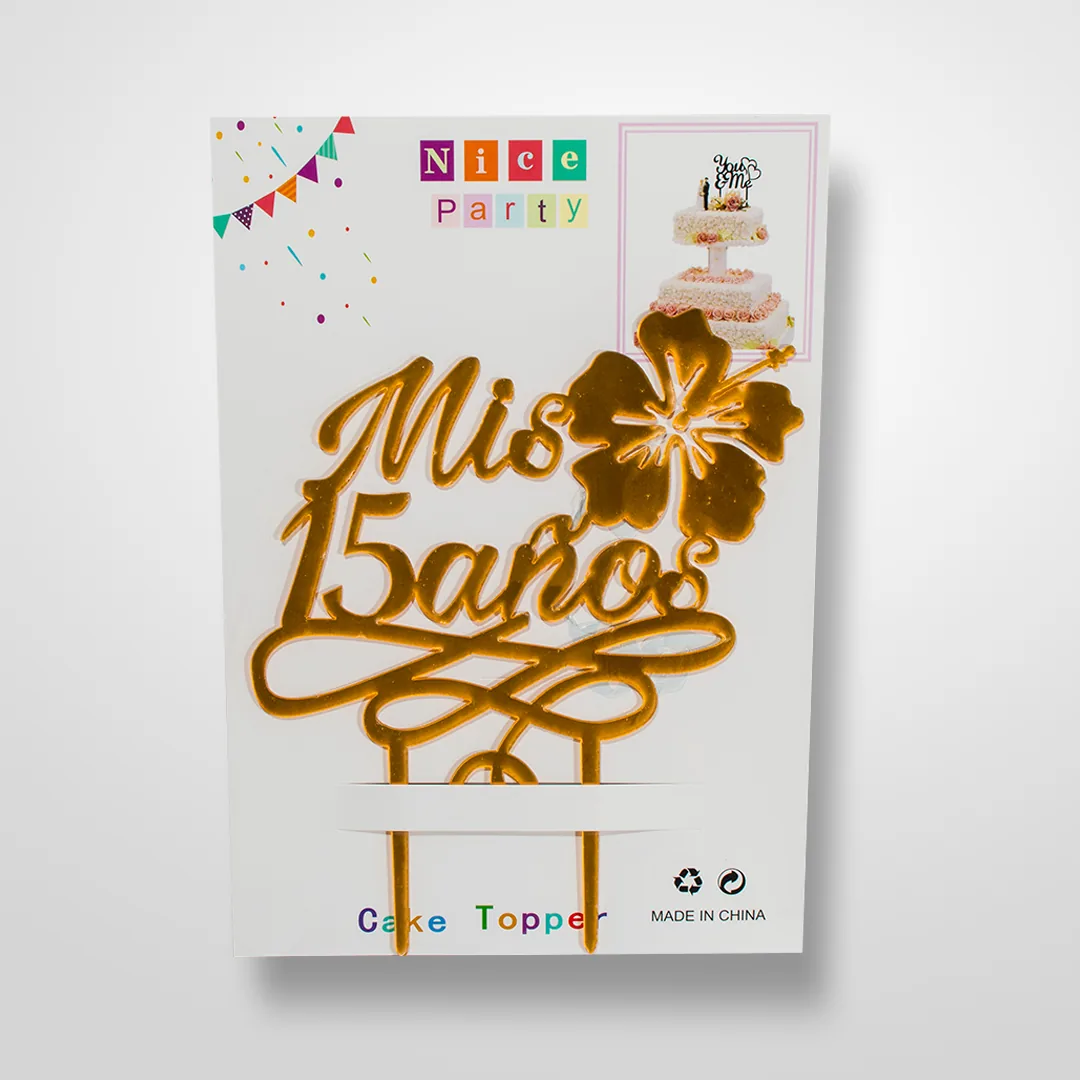 Topper para Torta 15 Años Dorado
