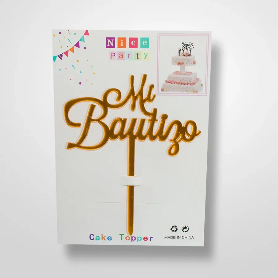Topper para Torta Bautizo Dorado