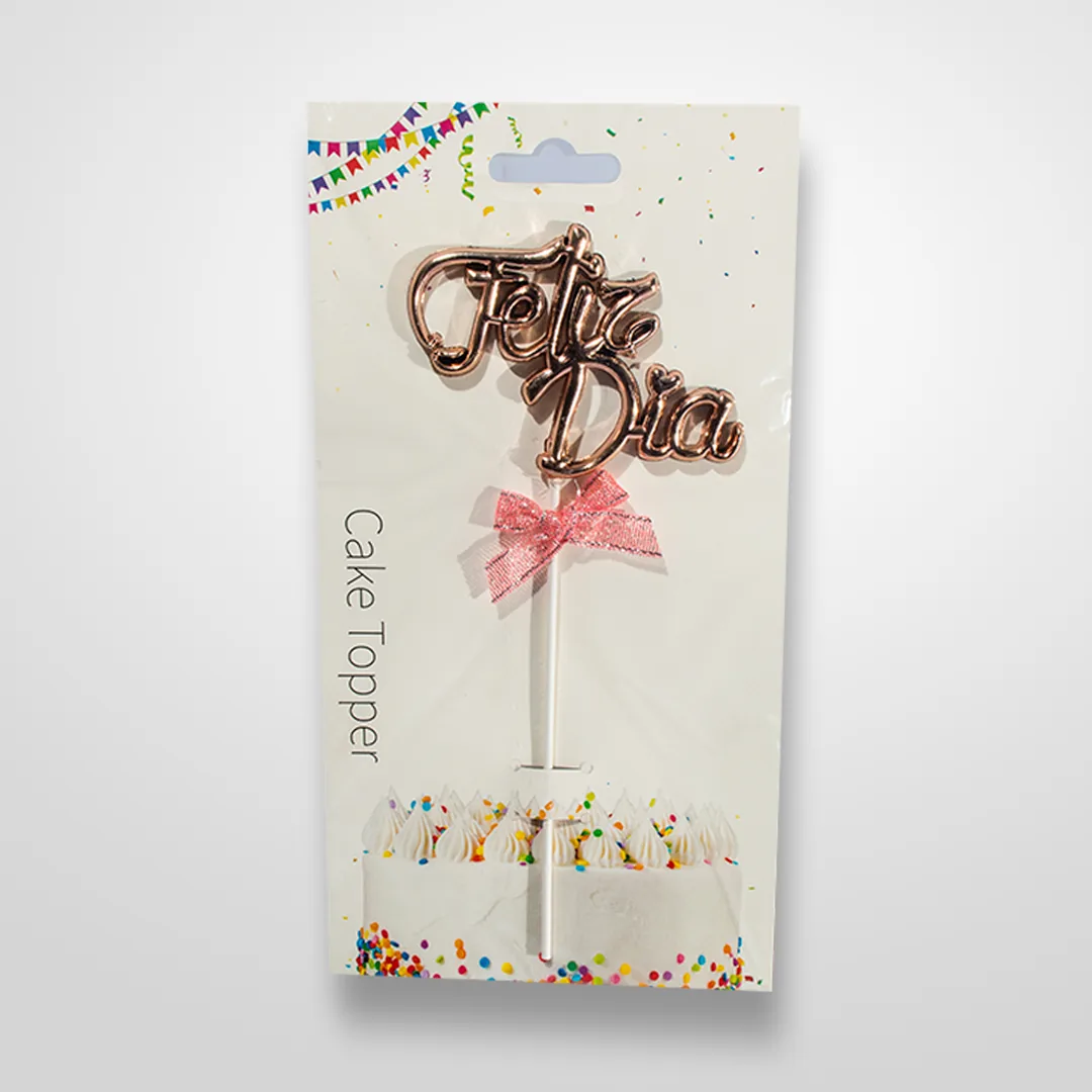 Topper 3D Feliz Día Oro rosa