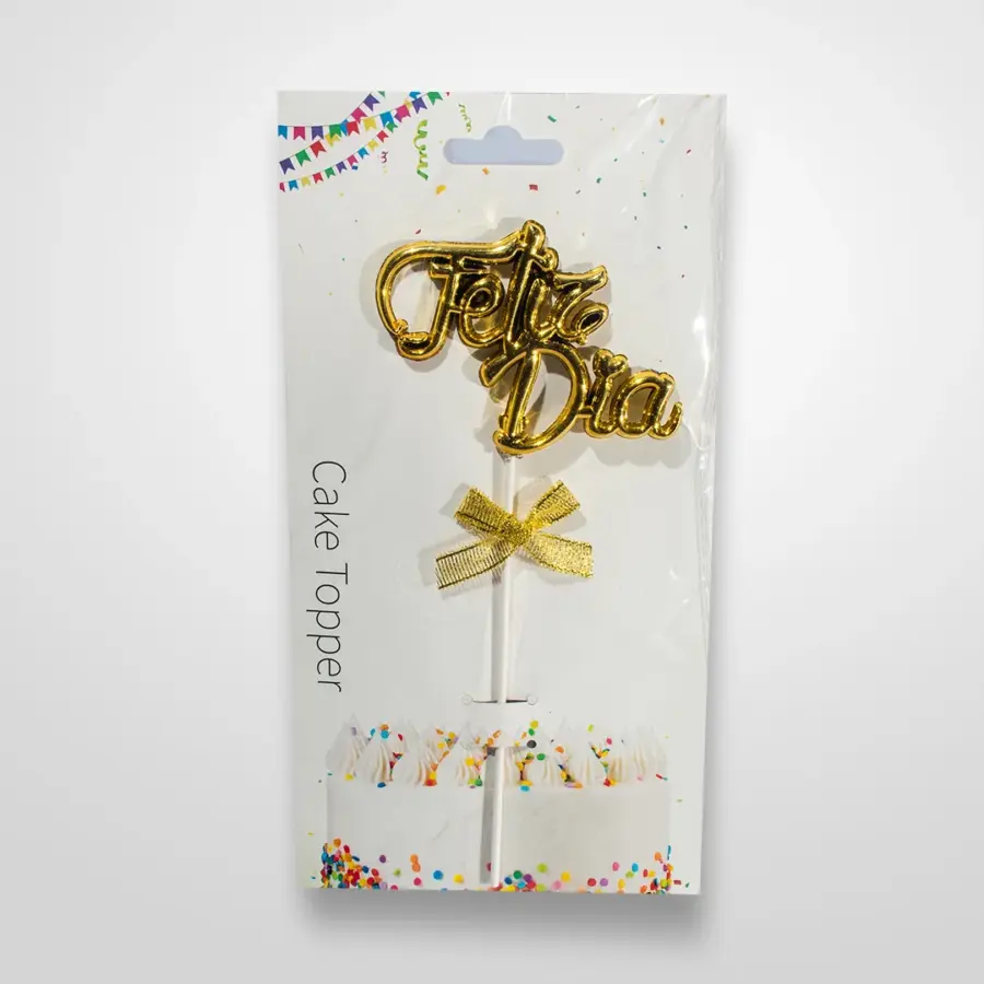 Topper 3D Feliz Día Dorado