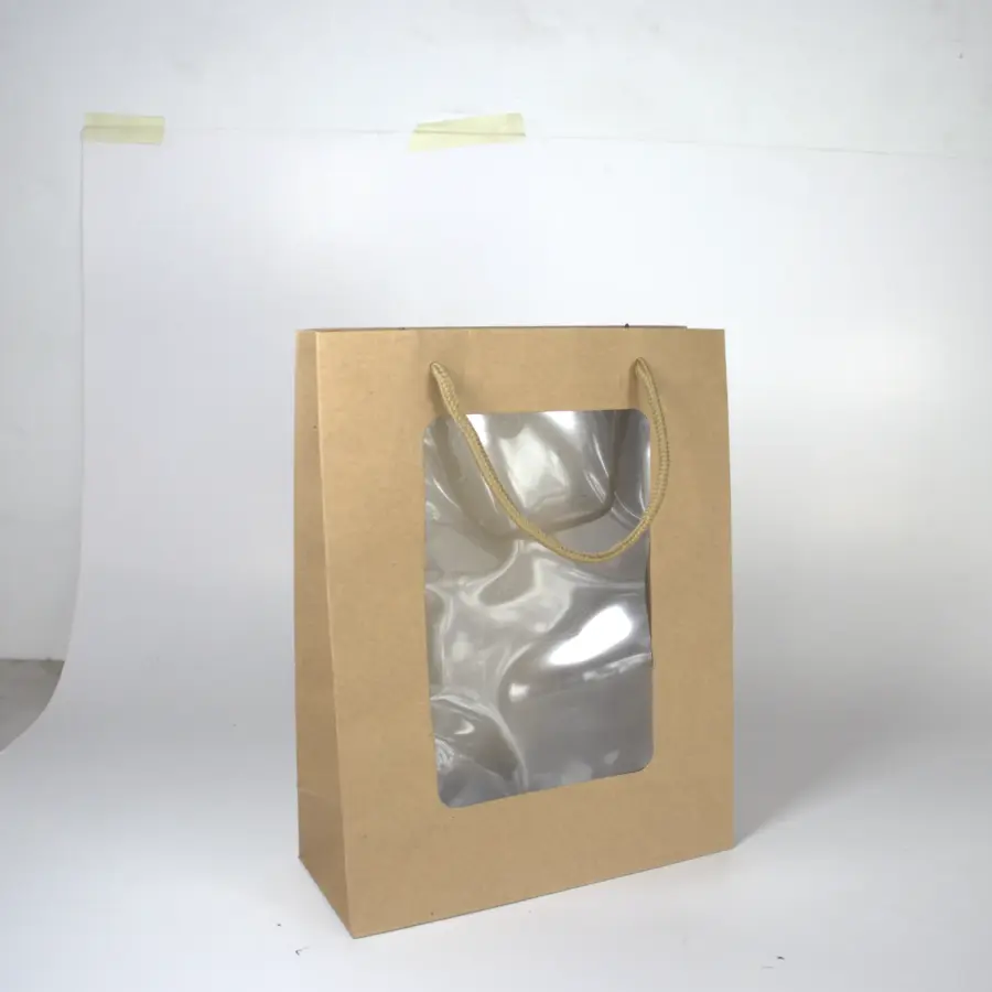 Bolsa Kraft Cordón Algodón Ventana