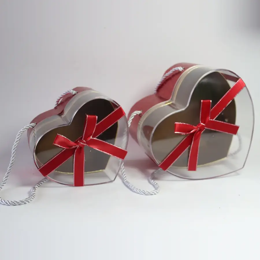 Caja Acrílica Corazón Cordón x2
